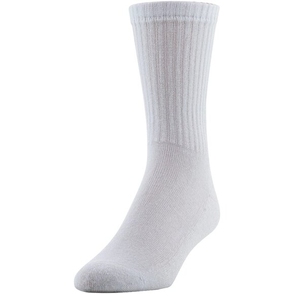 New Men's 12 Pair Powersox AllSport Moisture Wicking Crew Socks White Sizes 6-12 - Picture 3 of 5